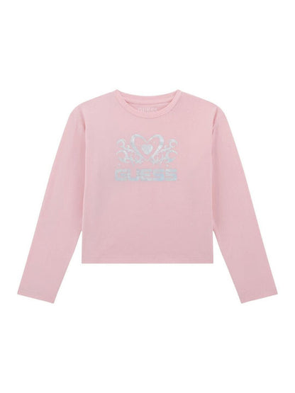 GUESS HEART EMBROIDERED LOGO T SHIRT