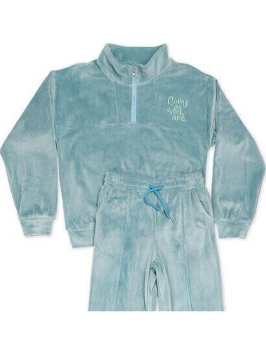 NEW COLLEGE SET HALF ZIP VELVET TRACKSUIT