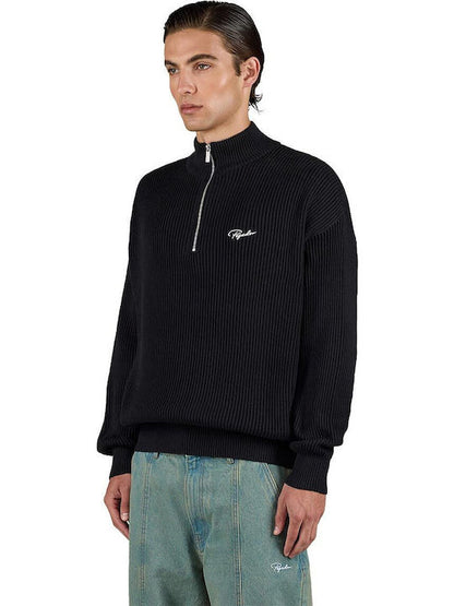 PEGADOR SIGNAR RIB OVERSIZED HALF ZIP KNIT SWEATER