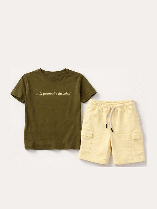 GANG KIDS BACKPRINT T SHIRT & CARGO SHORTS SET