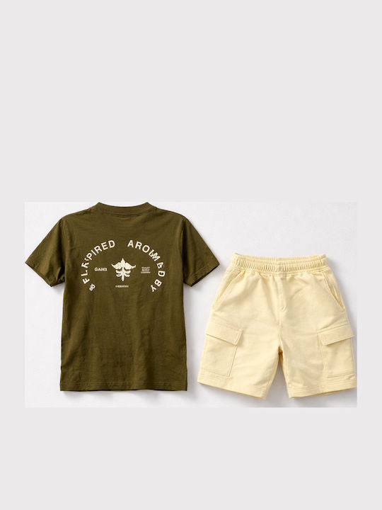 GANG KIDS BACKPRINT T SHIRT & CARGO SHORTS SET