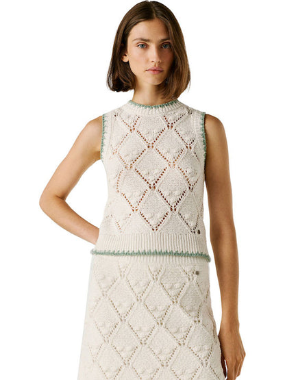 PEPE JEANS KAIRA KNITTED DIAMOND POINTELLE TOP