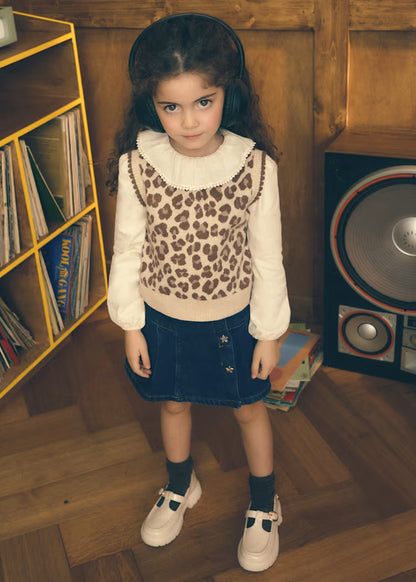 MAYORAL GIRLS KNITTED ANIMAL PRINT VEST