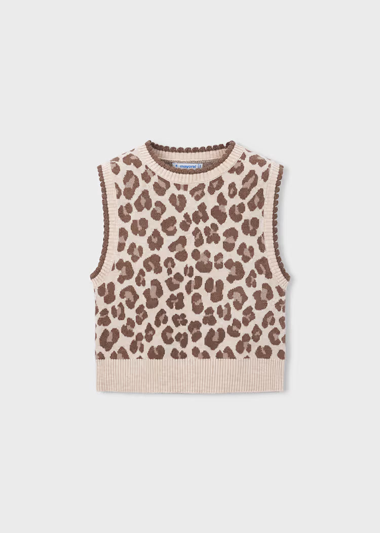 MAYORAL GIRLS KNITTED ANIMAL PRINT VEST