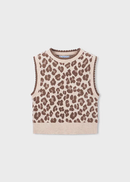 MAYORAL GIRLS KNITTED ANIMAL PRINT VEST