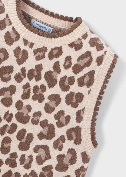 MAYORAL GIRLS KNITTED ANIMAL PRINT VEST