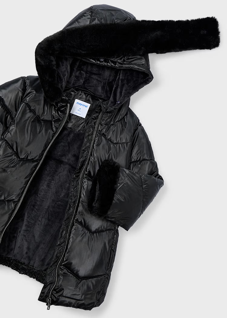 MAYORAL GIRLS BELTED METALLIC COAT