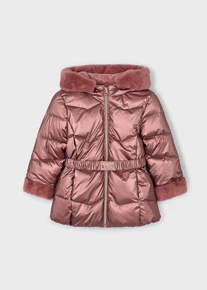 MAYORAL GIRLS METALLIC COAT WITH BELT