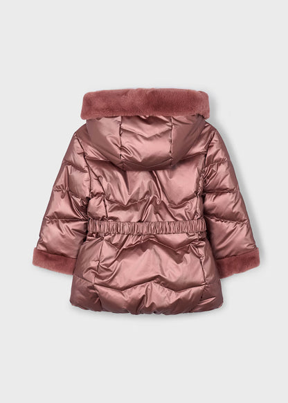 MAYORAL GIRLS METALLIC COAT WITH BELT