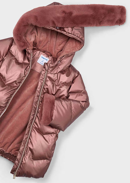 MAYORAL GIRLS METALLIC COAT WITH BELT