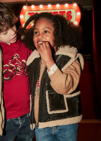 MAYORAL GIRLS CONTRAST SHEEPSKIN GILET