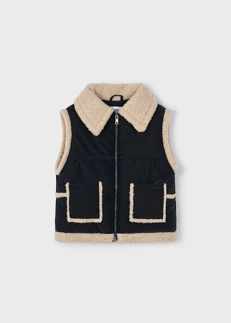MAYORAL GIRLS CONTRAST SHEEPSKIN GILET