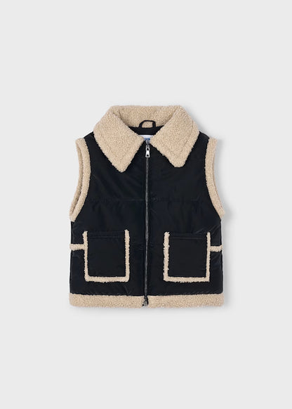 MAYORAL GIRLS CONTRAST SHEEPSKIN GILET