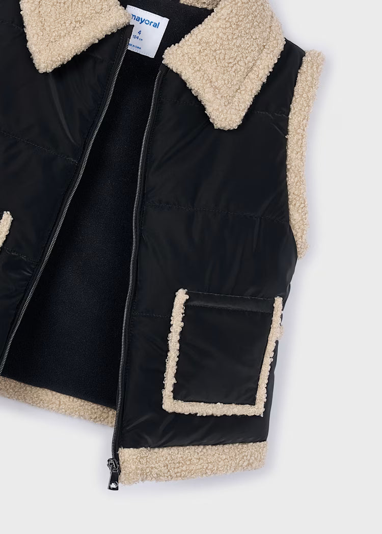 MAYORAL GIRLS CONTRAST SHEEPSKIN GILET