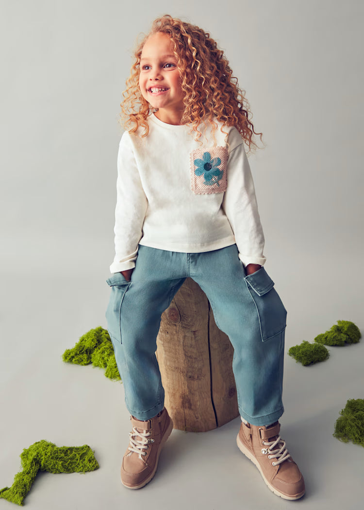 MAYORAL GIRLS CROCHET POCKET T SHIRT