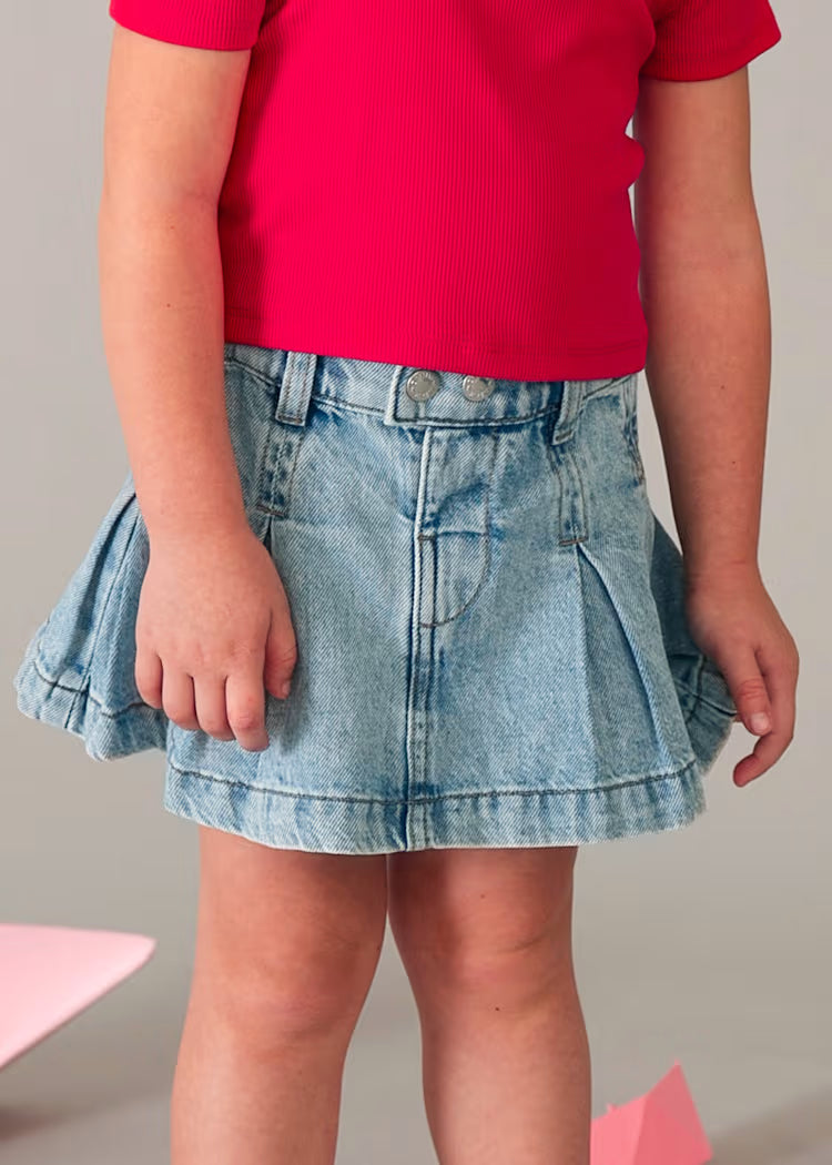 MAYORAL GIRLS' DENIM PLEATED SKIRT