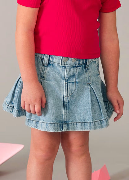 MAYORAL GIRLS' DENIM PLEATED SKIRT