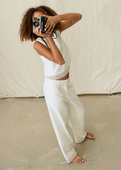 MAYORAL PANTS WITH EMBROIDERED RIBBON