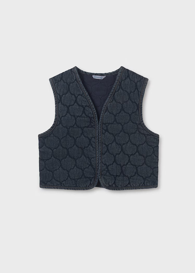 MAYORAL GIRLS QUILTED DENIM GILET