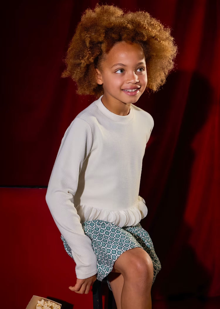 MAYORAL GIRLS RUFFLE HEMMED T SHIRT