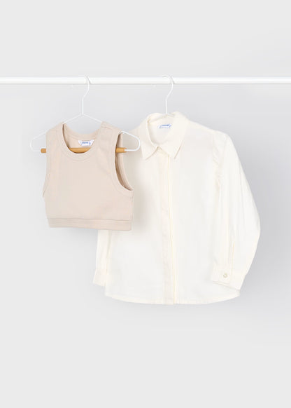 MAYORAL GIRLS VEST AND BLOUSE SET