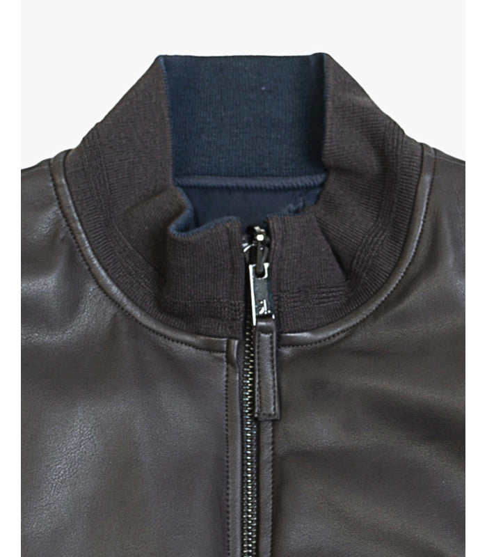 GIANNI LUPO FAUX-LEATHER DOUBLEFACE BOMBER JACKET