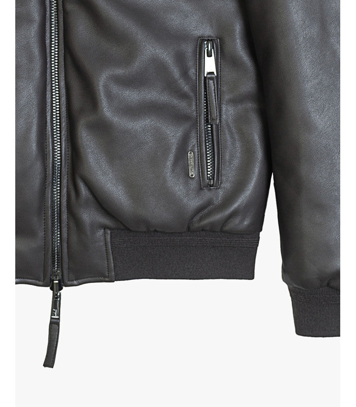 GIANNI LUPO FAUX-LEATHER DOUBLEFACE BOMBER JACKET