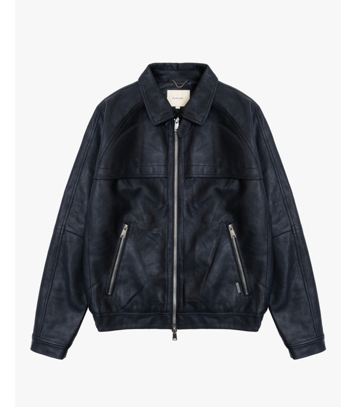 GIANNI LUPO LEATHER-EFFECT BOMBER JACKET