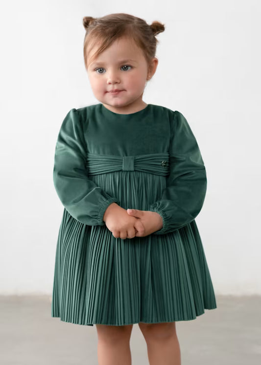 MAYORAL GIRLS VELVET PLEATD DRESS