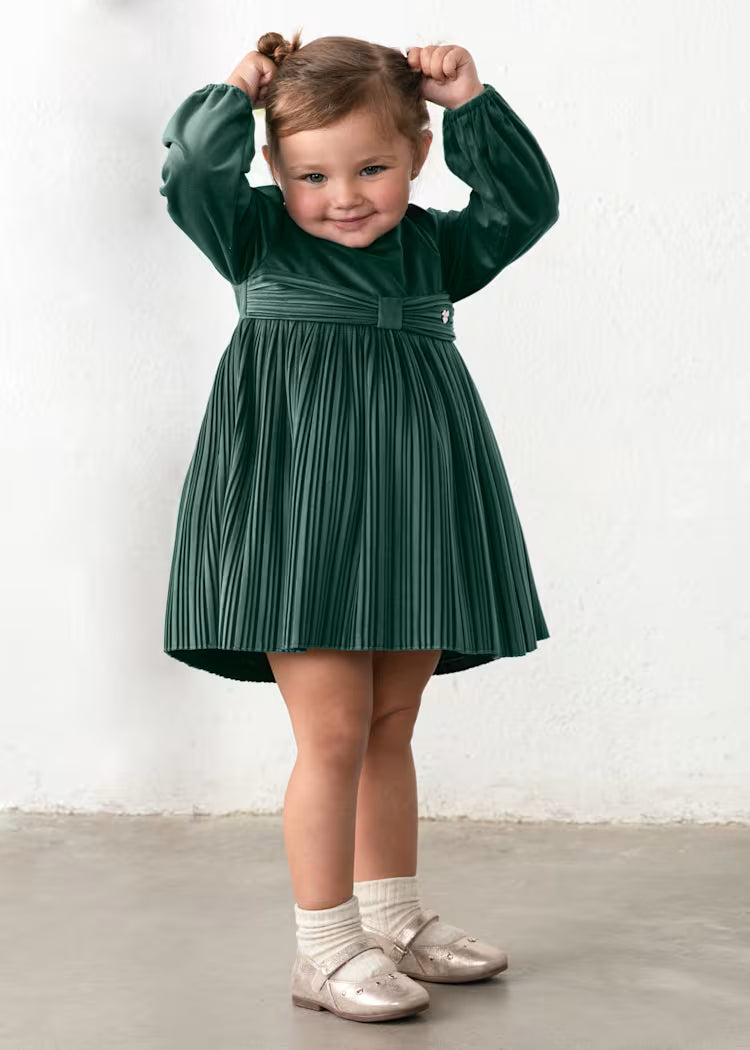 MAYORAL GIRLS VELVET PLEATD DRESS