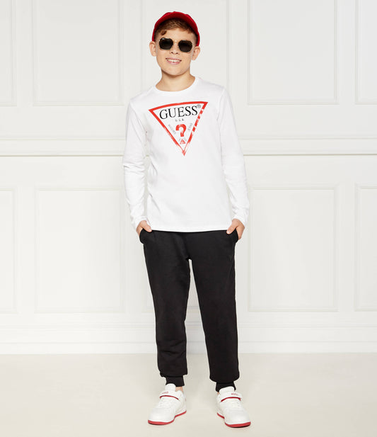 GUESS LS TRIANGLE LOGO T SHIRT