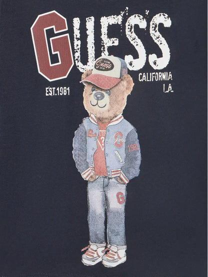 GUESS LS BEAR EMBROIDERY T SHIRT