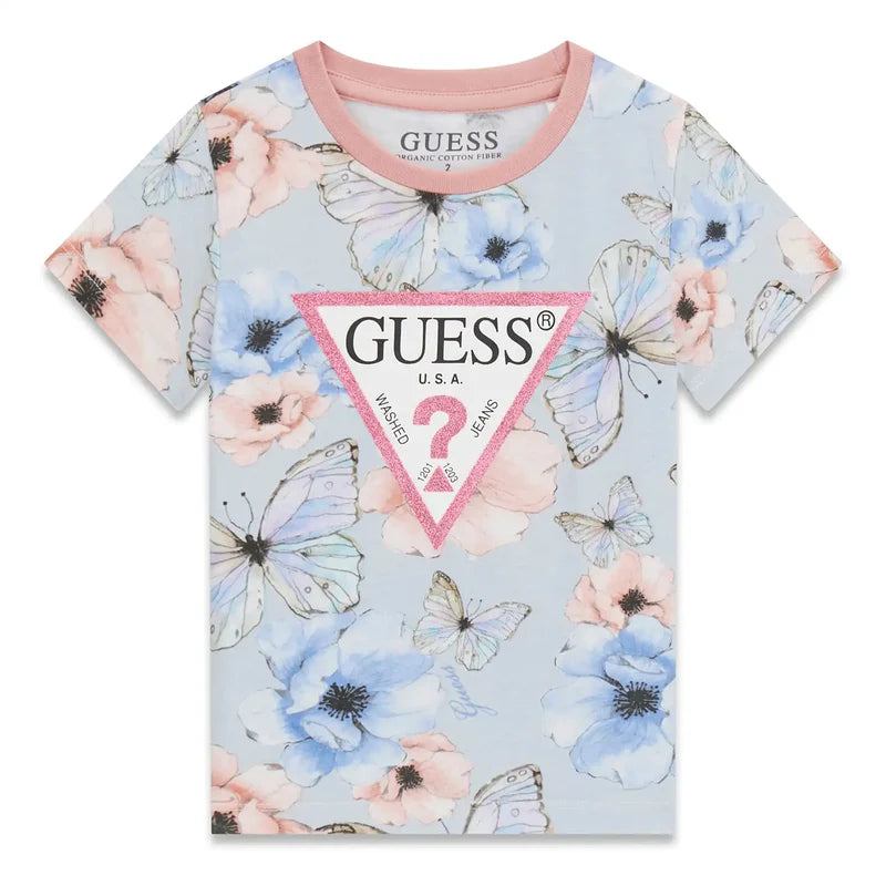 GUESS KIDS GIRLS T SHIRT BUTTERFLIES
