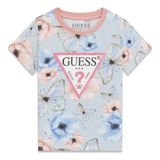 GUESS KIDS GIRLS T SHIRT BUTTERFLIES