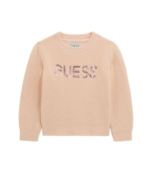 GUESS JEANS GIRLS SEQUINS LOGO KNITTED SWEATER