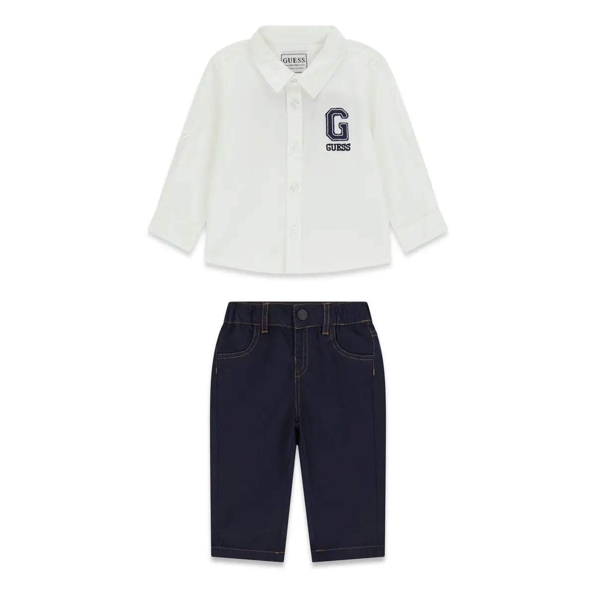 GUESS KIDS BACKPRINT POPLIN SHIRT & PANTS SET