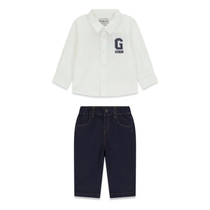 GUESS KIDS BACKPRINT POPLIN SHIRT & PANTS SET