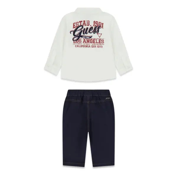 GUESS KIDS BACKPRINT POPLIN SHIRT & PANTS SET