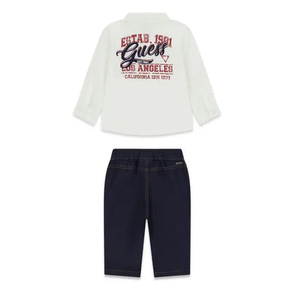 GUESS KIDS BACKPRINT POPLIN SHIRT & PANTS SET