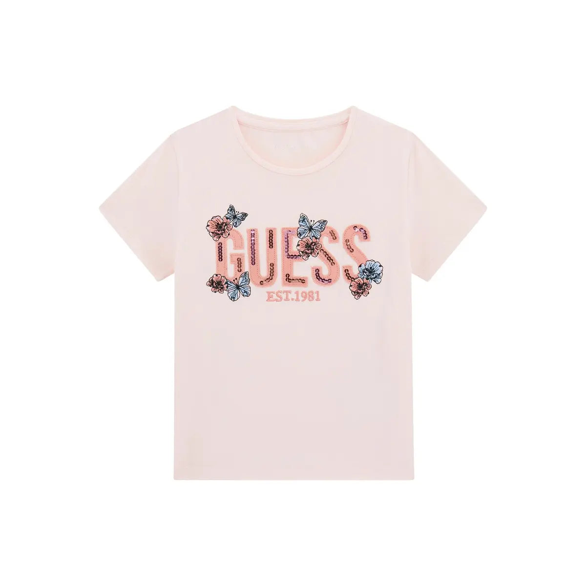 GUESS KIDS SEQUINS & FLOWERS T SHIRT