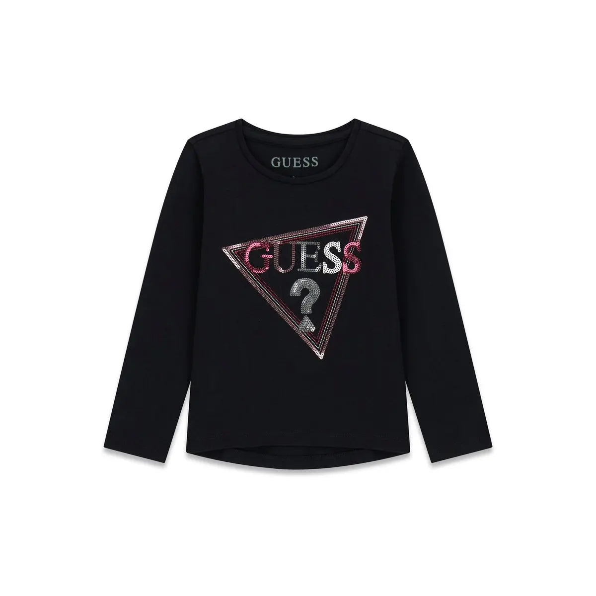 GUESS KIDS GIRLS SEQUINS TRIANGLE LOGO T SHIRT