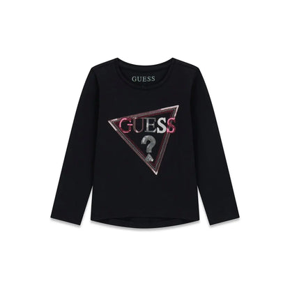 GUESS KIDS GIRLS SEQUINS TRIANGLE LOGO T SHIRT