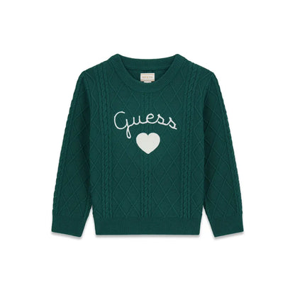 GUESS KIDS GIRLS HEART LOGO KNITTED SWEATSHIRT