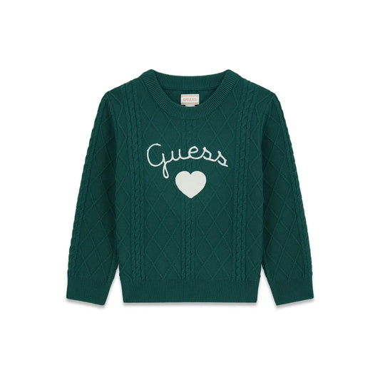 GUESS KIDS GIRLS HEART LOGO KNITTED SWEATSHIRT