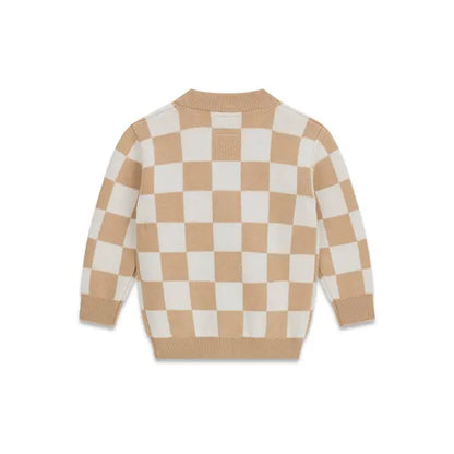 GUESS KIDS GIRLS KNITTED CHECK CARDIGAN