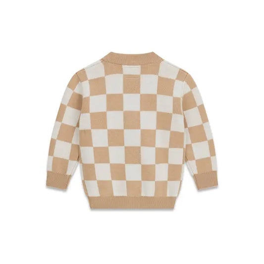 GUESS KIDS GIRLS KNITTED CHECK CARDIGAN