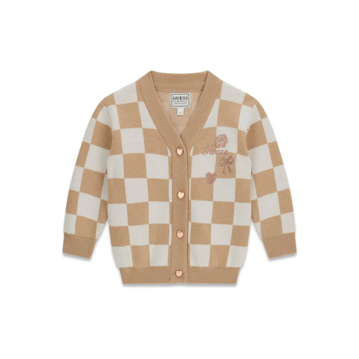 GUESS KIDS GIRLS KNITTED CHECK CARDIGAN