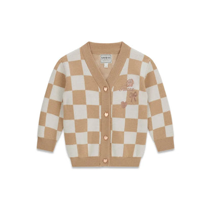 GUESS KIDS GIRLS KNITTED CHECK CARDIGAN