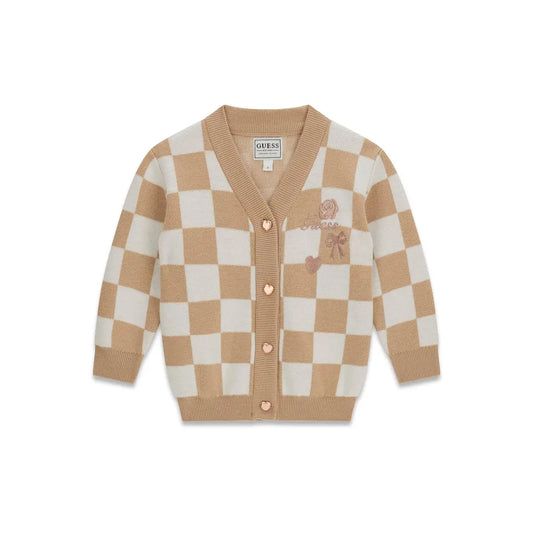 GUESS KIDS GIRLS KNITTED CHECK CARDIGAN