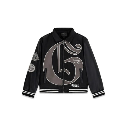 GUESS KIDS SATIN & PU PADDED BOMBER JACKET